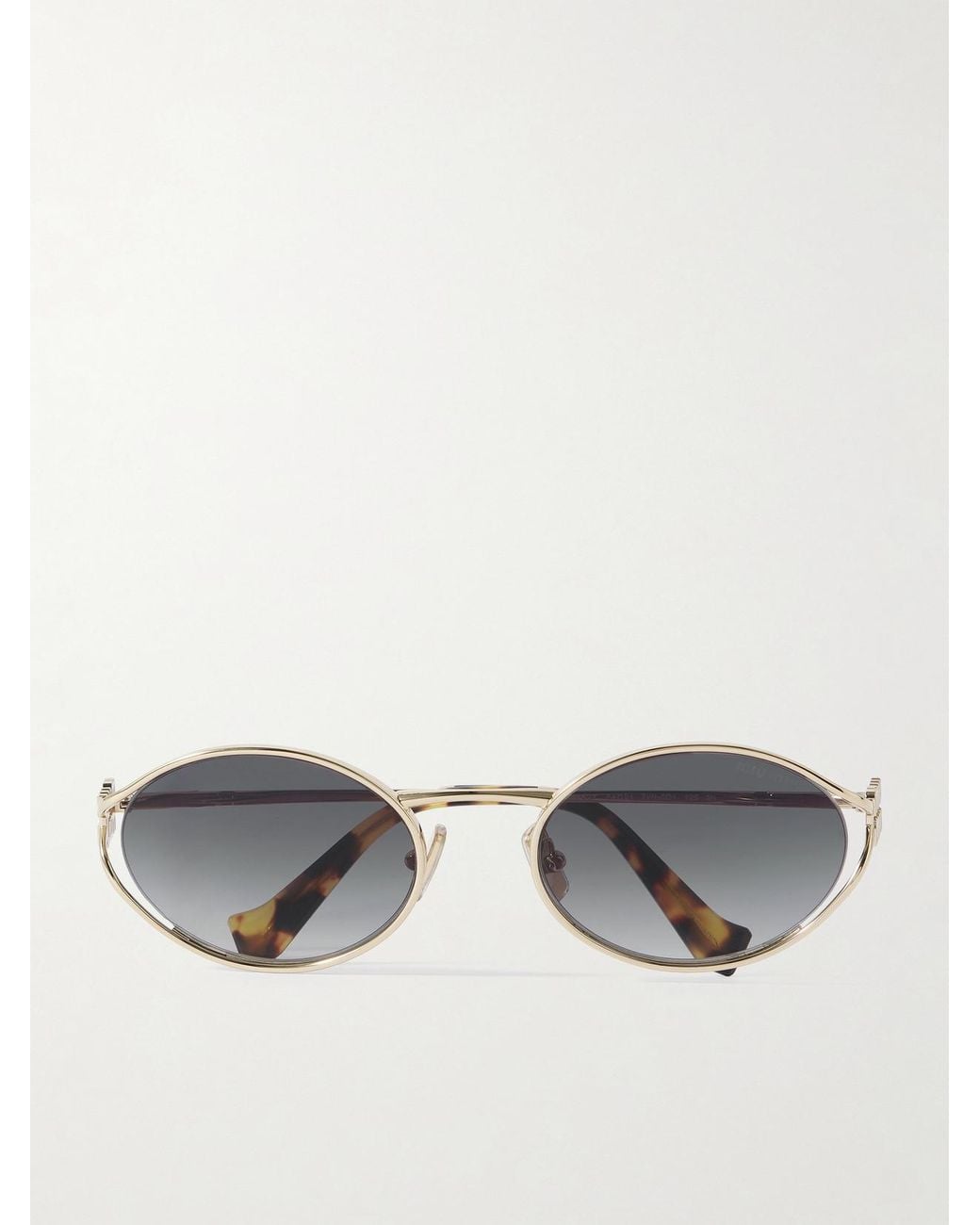 Miu Miu Metallic Oval-Frame-Tone Sunglasses