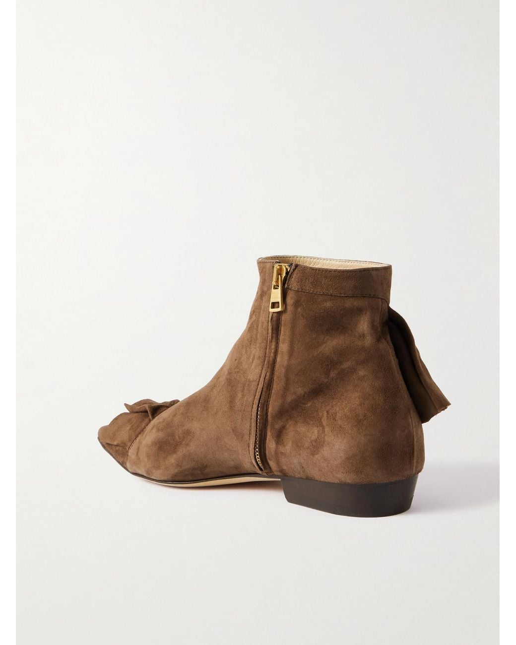J.W. Anderson Brown Ruffled Suede Ankle Boots