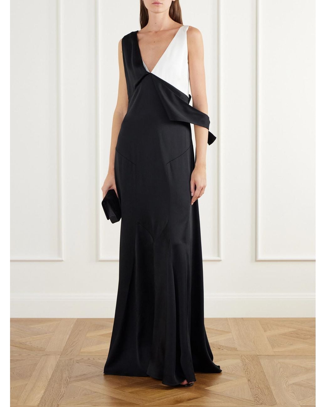 Stella McCartney Blue Two-Tone Tie-Detailed Satin Gown