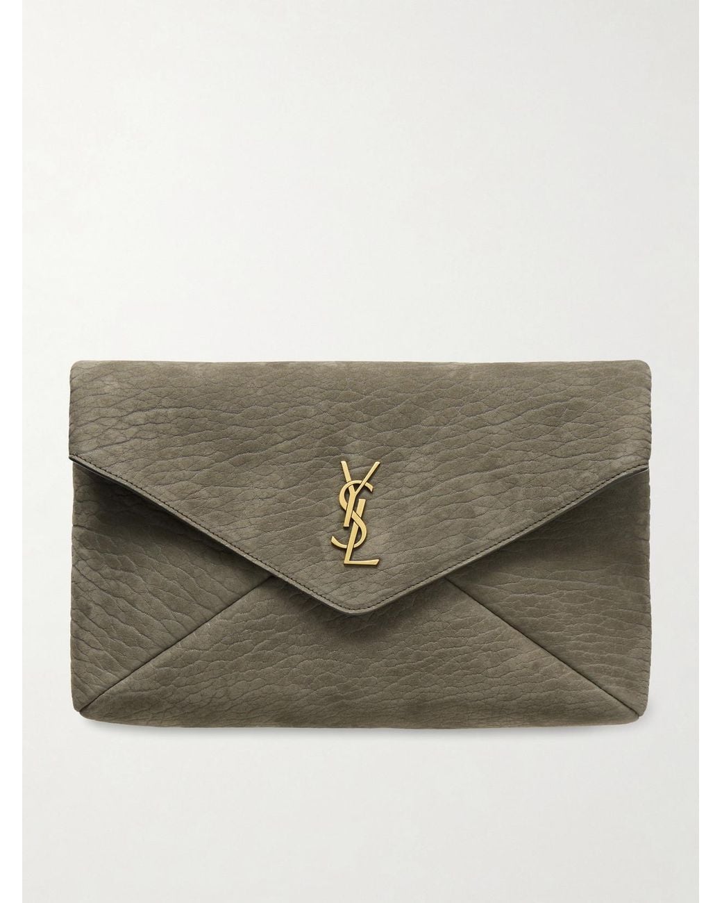 Saint Laurent Multicolor Cassandre Large Textured-Nubuck Clutch