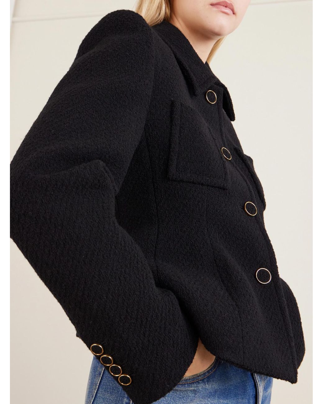 Chloé Black Wool-Blend Bouclé Jacket