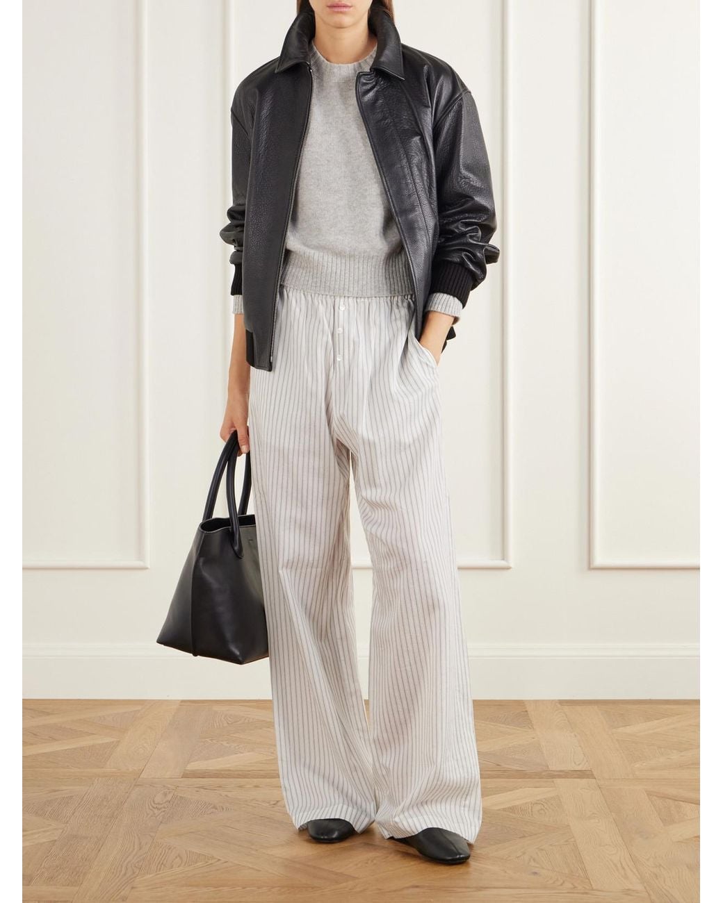 Allude White Rib-Trimmed Cashmere Sweater