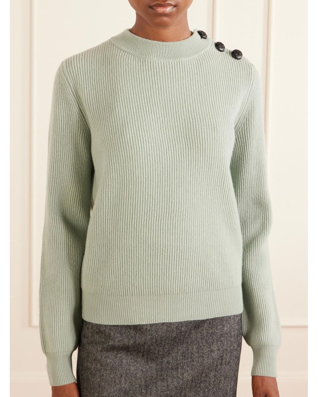 Blazé Milano Gray Racka Ribbed-Knit Wool And Cashmere-Blend Sweater