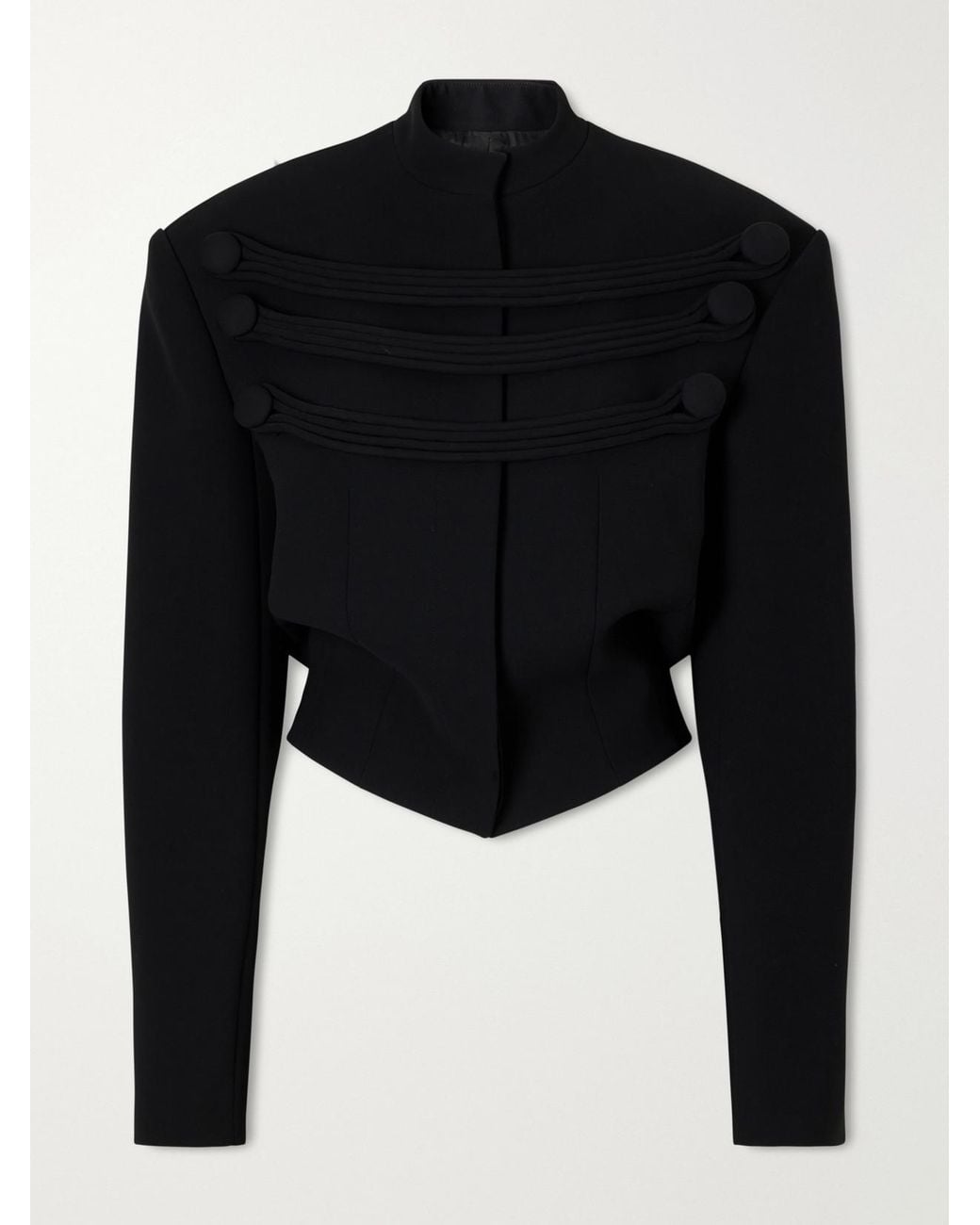 Khaite Black York Cord-Detailed Crepe Jacket
