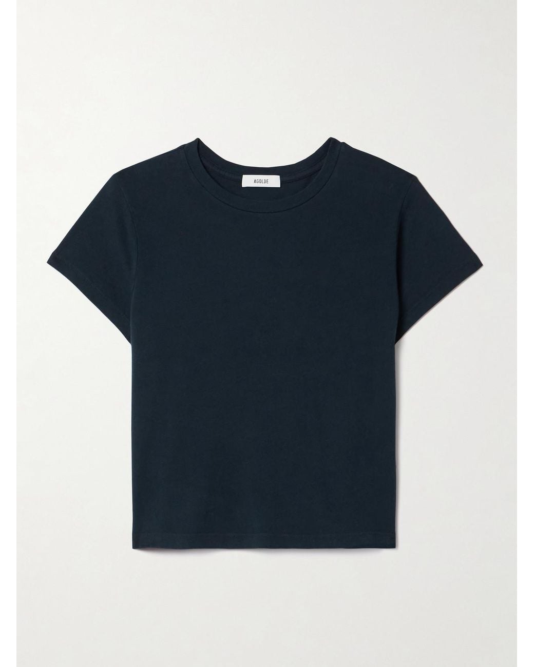 Agolde Blue Adine Cropped Organic Cotton-Jersey T-Shirt