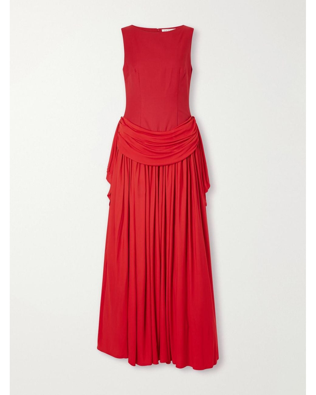Abadia Red Sarah Draped Wool-Blend Maxi Dress