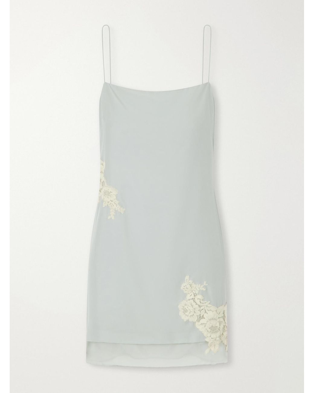Sir White Noria Lace-Trimmed Silk Crepe De Chine Mini Dress