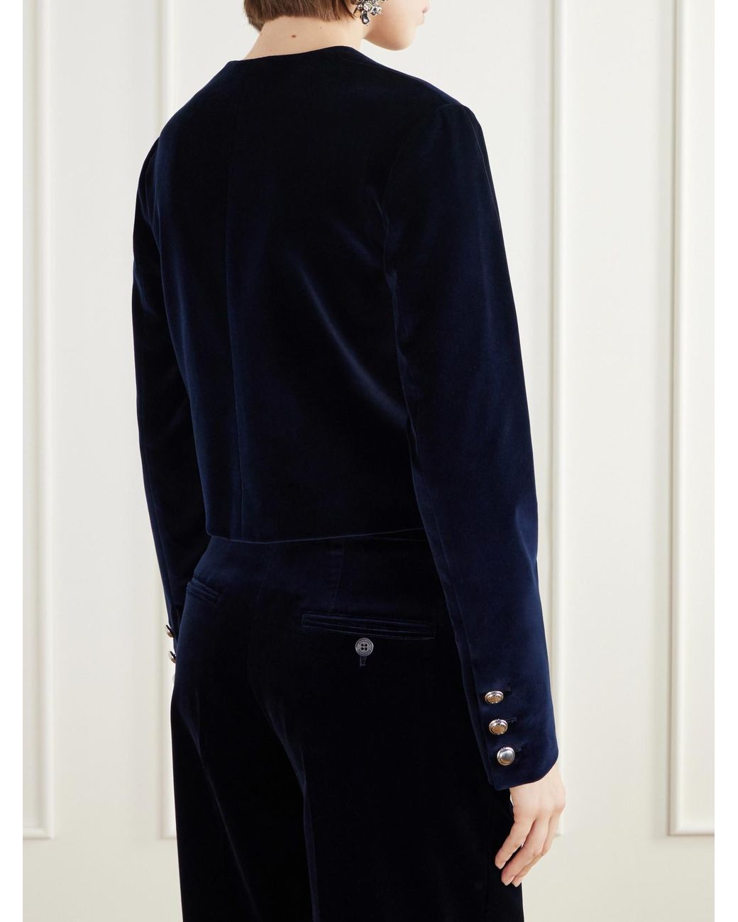 Altuzarra Blue Bernadette Cotton-Blend Velvet Jacket