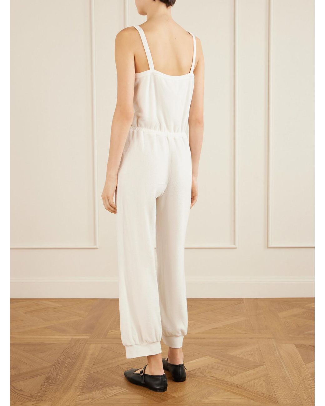 Suzie Kondi White Giorgi Cotton-Blend Terry Jumpsuit