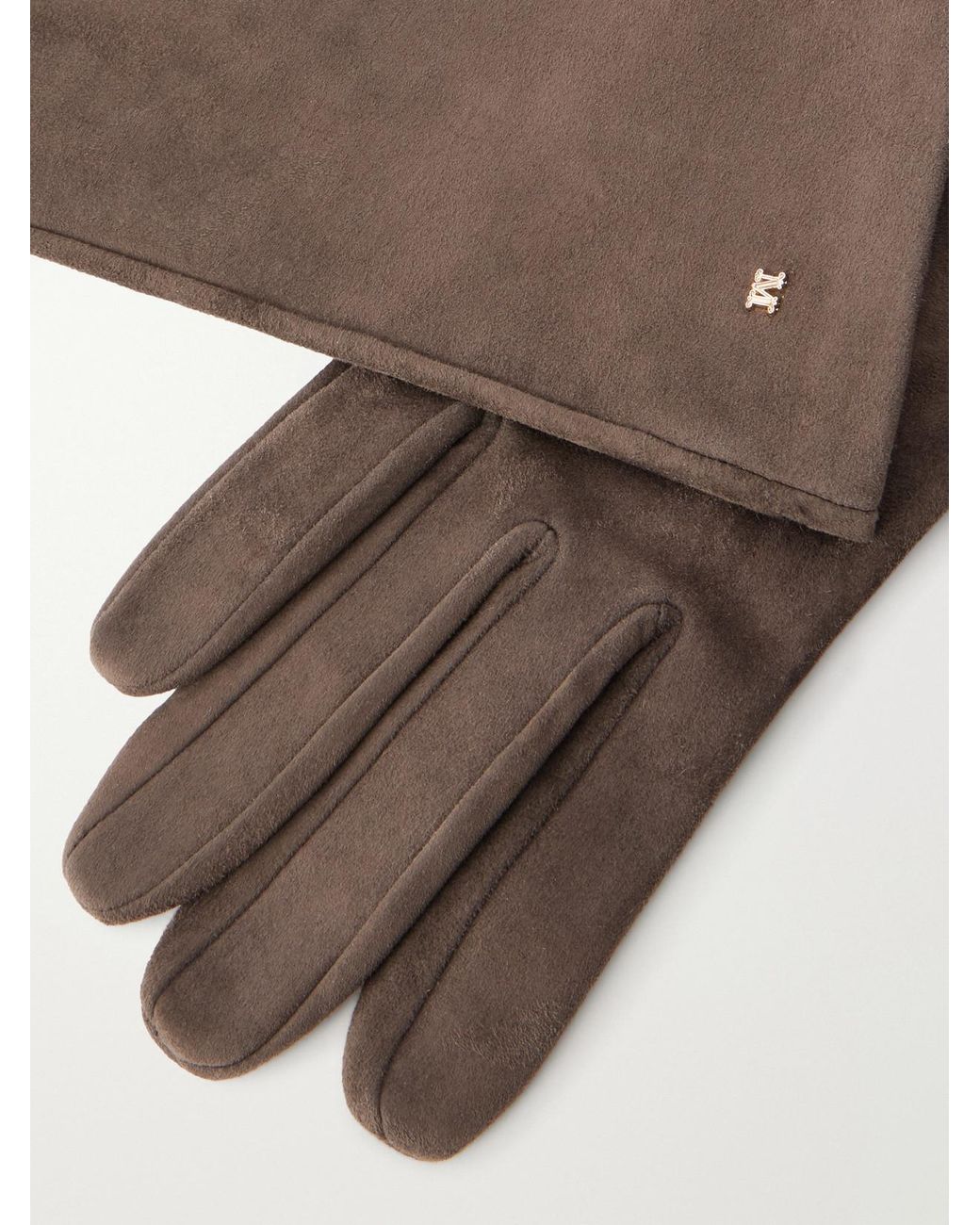 Max Mara Brown Suede Gloves