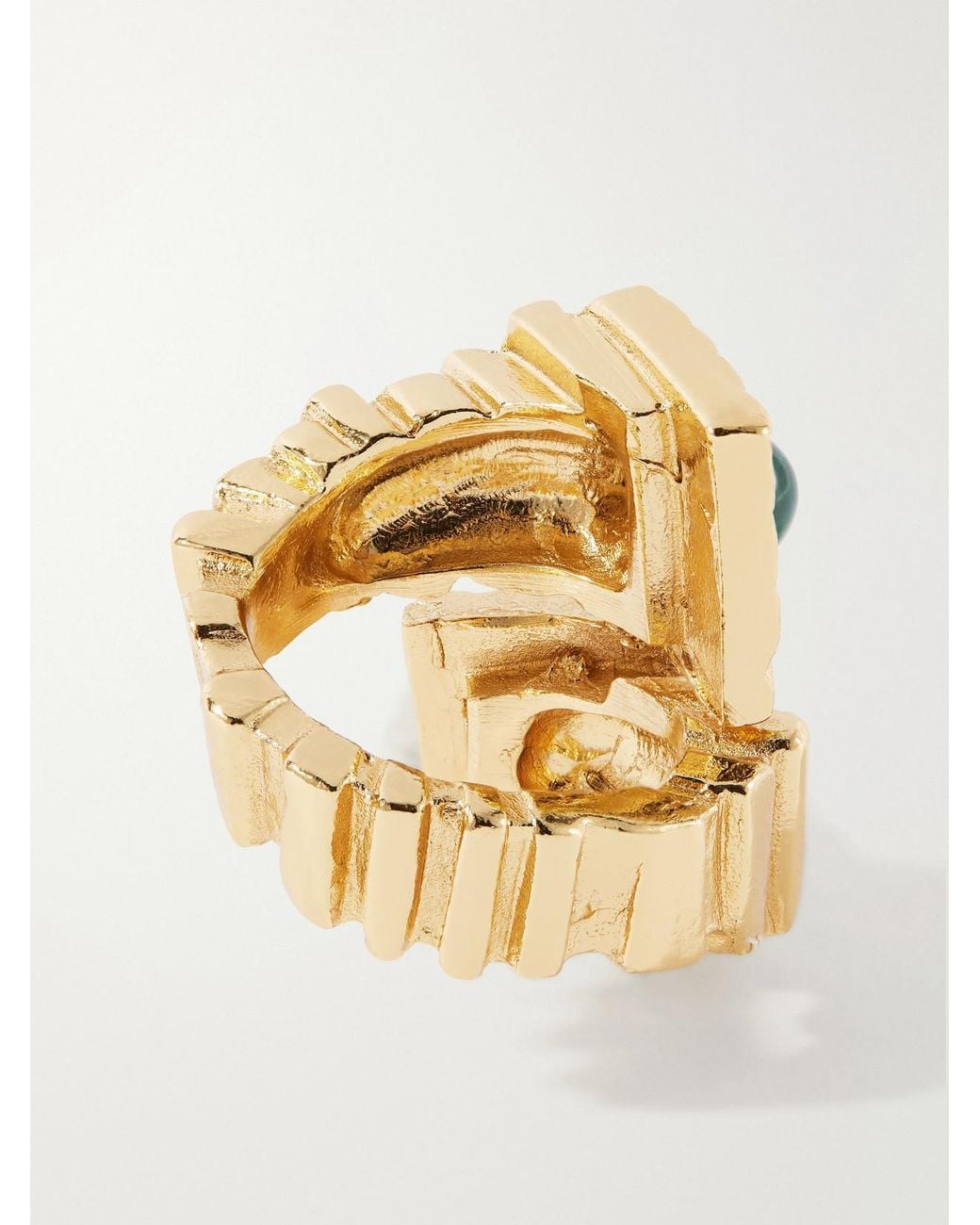 Paola Sighinolfi Metallic Kabala-Plated Malachite Ring