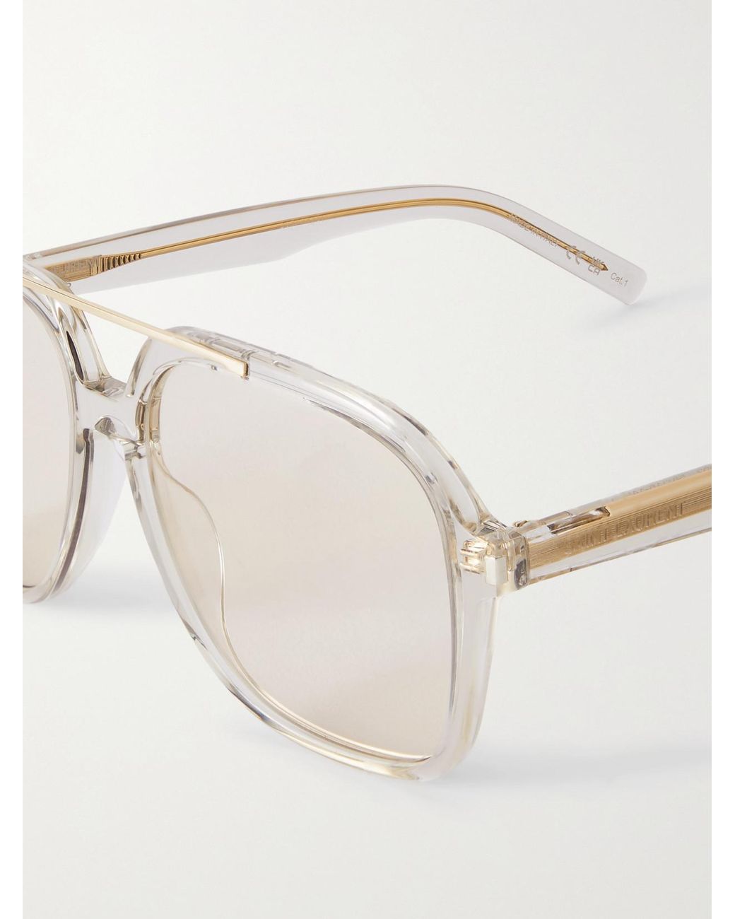 Saint Laurent Natural Aviator-Style Acetate Sunglasses