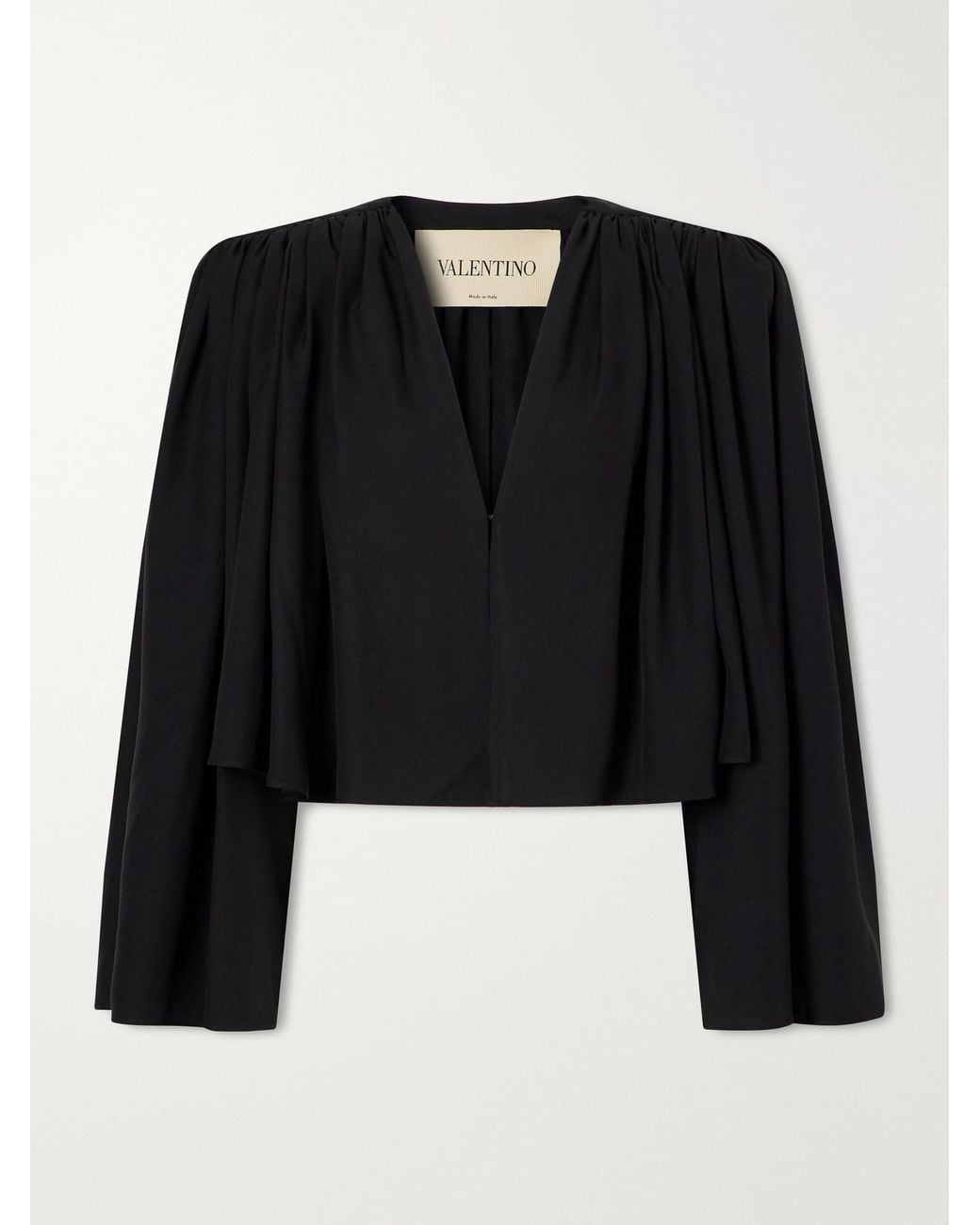 Valentino Garavani Black Silk-Crepe Crop Jacket
