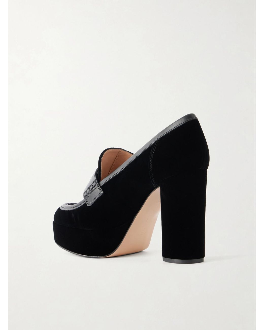 Gianvito Rossi Black Hadden 70 Leather-Trimmed Velvet Pumps