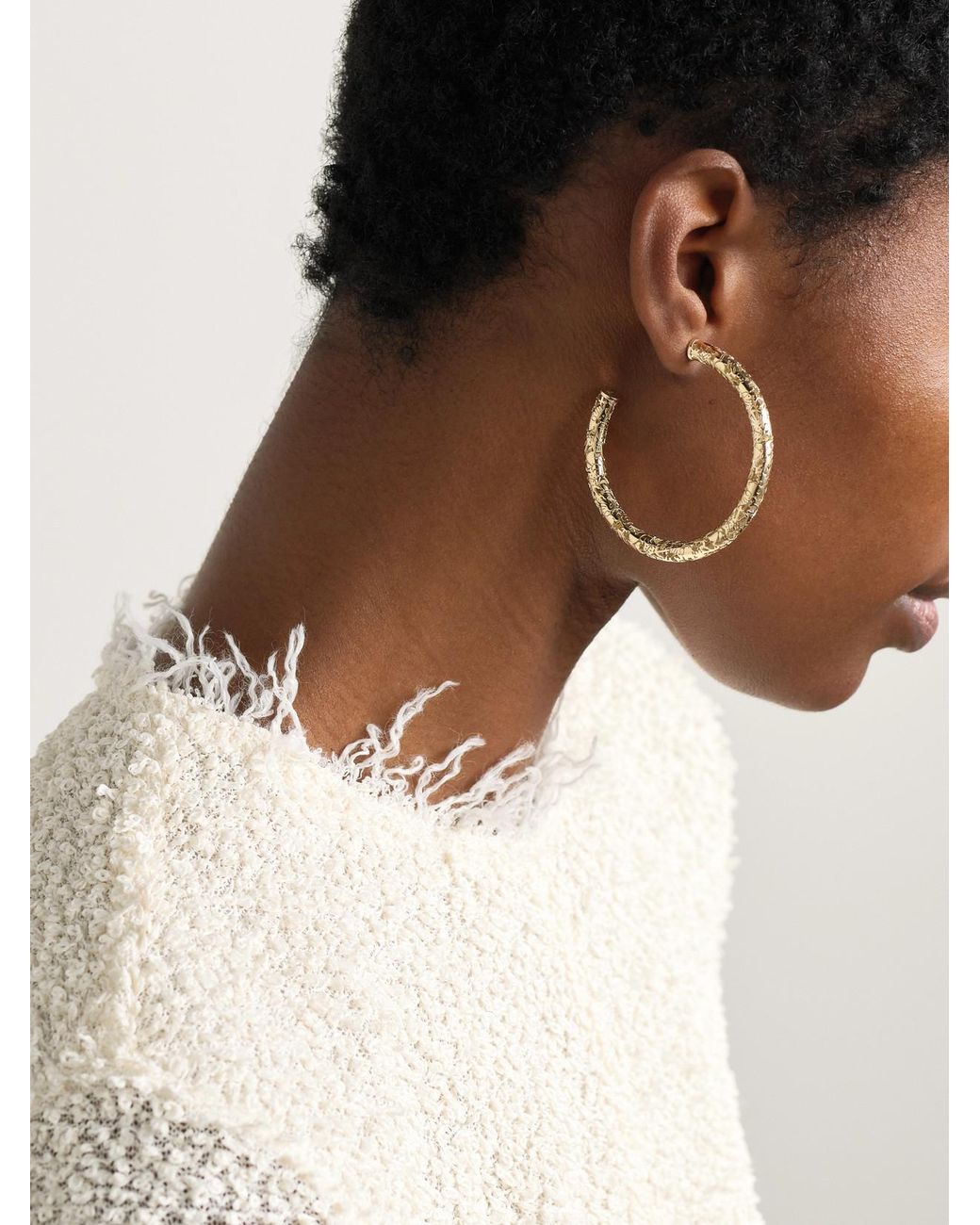 Sydney Evan Natural Large Icon Wallpaper 14-Karat Hoop Earrings