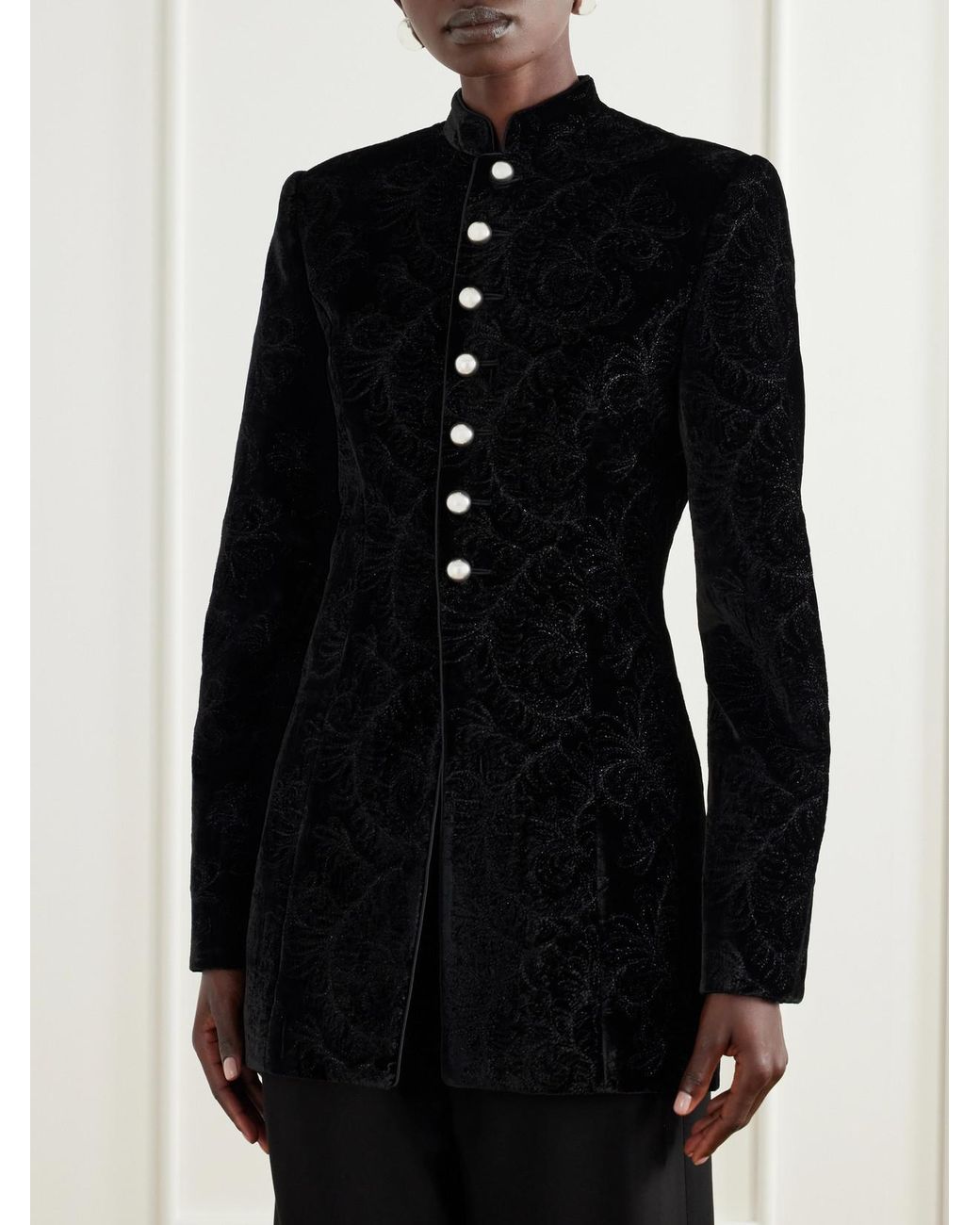 Ann Demeulemeester Black Yana Paisely-Embroidered Velvet Jacket