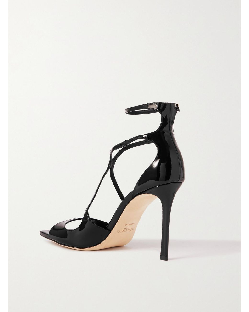 Jimmy Choo White Azia 95 Patent-Leather Sandals