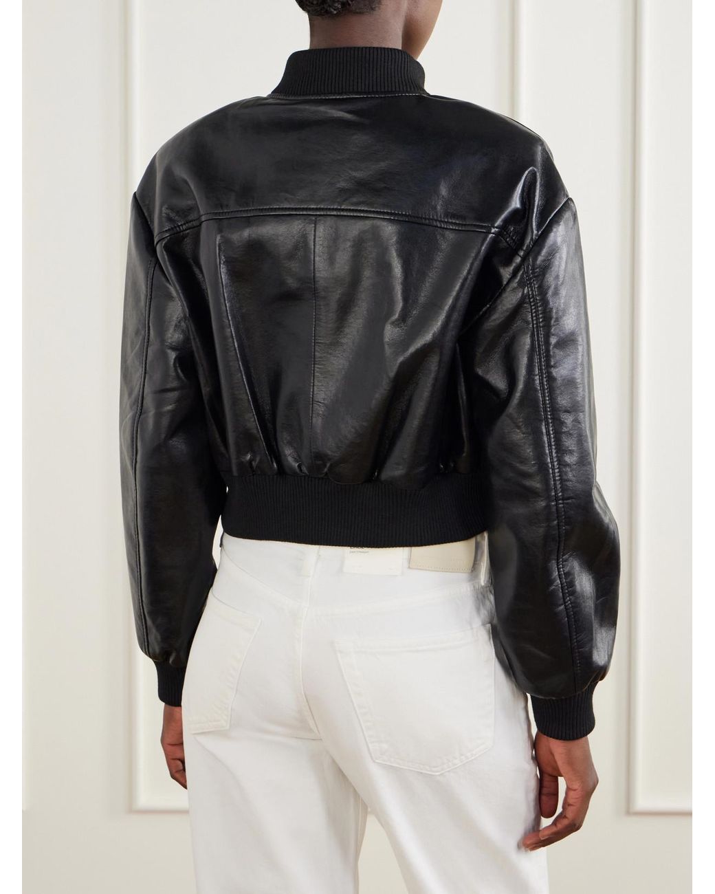 Citizens of Humanity Black Camille Cropped Recycled-Leather Jacket