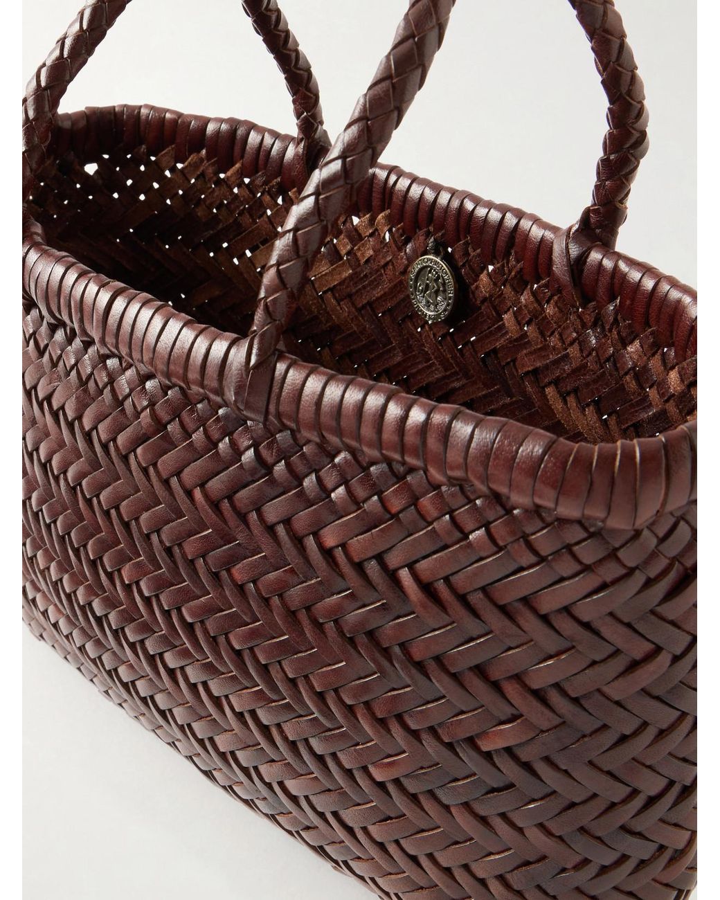 Dragon Diffusion Brown Gora Mini Woven Leather Tote