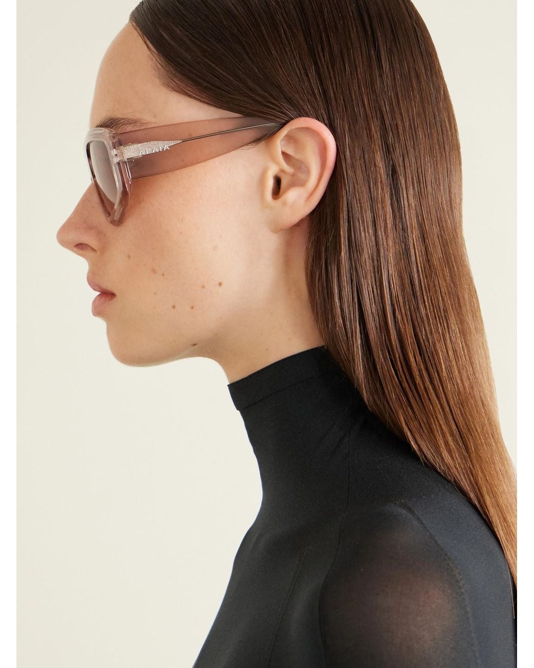 Alaïa Pink Aviator-Style Recycled-Acetate Sunglasses