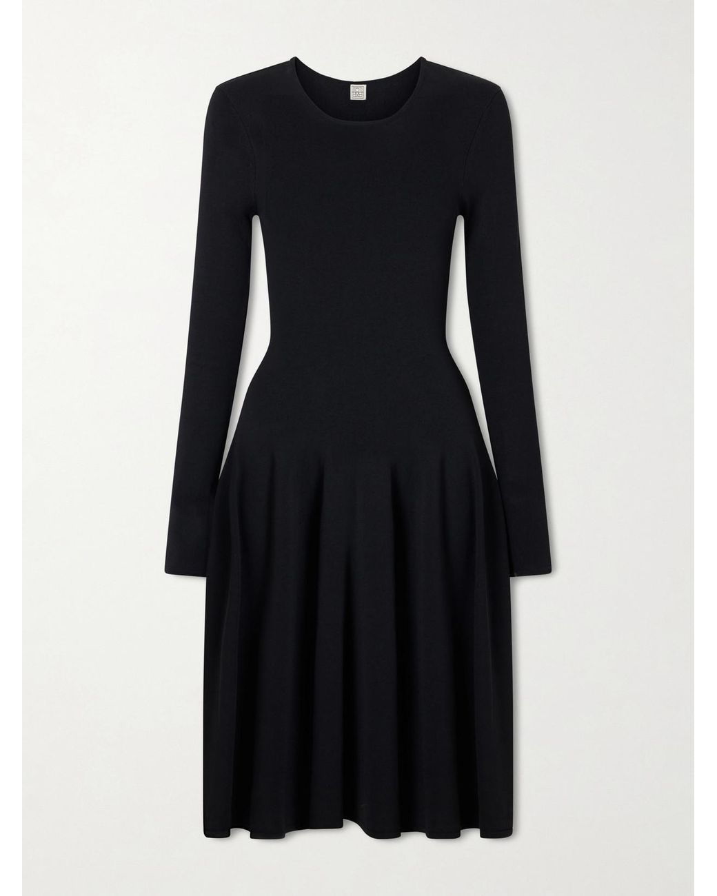 Totême Black Jersey Draped Knee-Length Dress