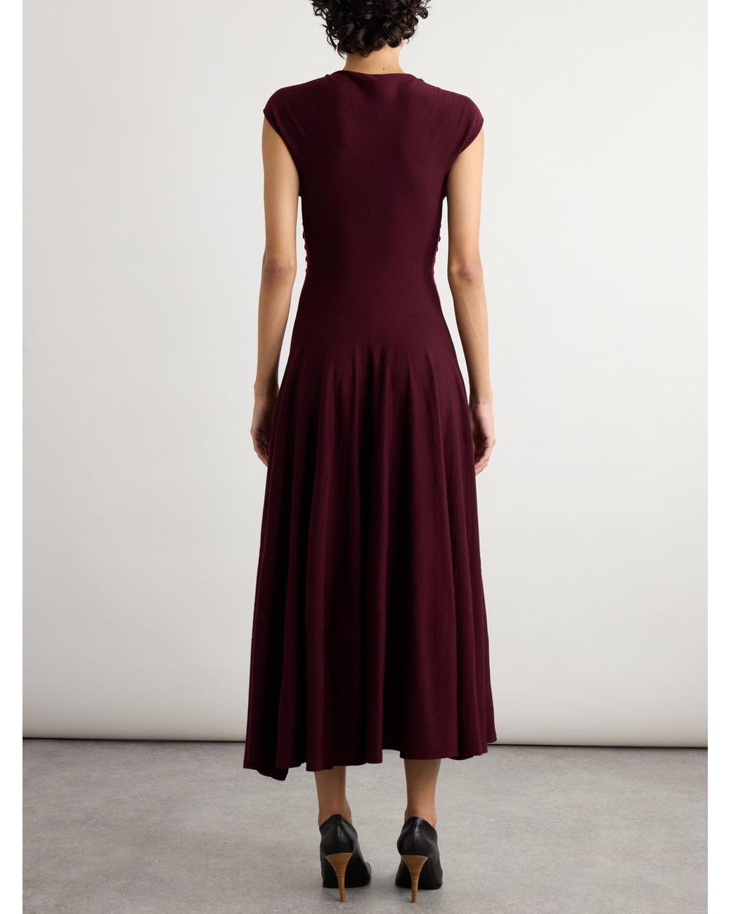 Alaïa Purple Pleated Wool Midi Dress