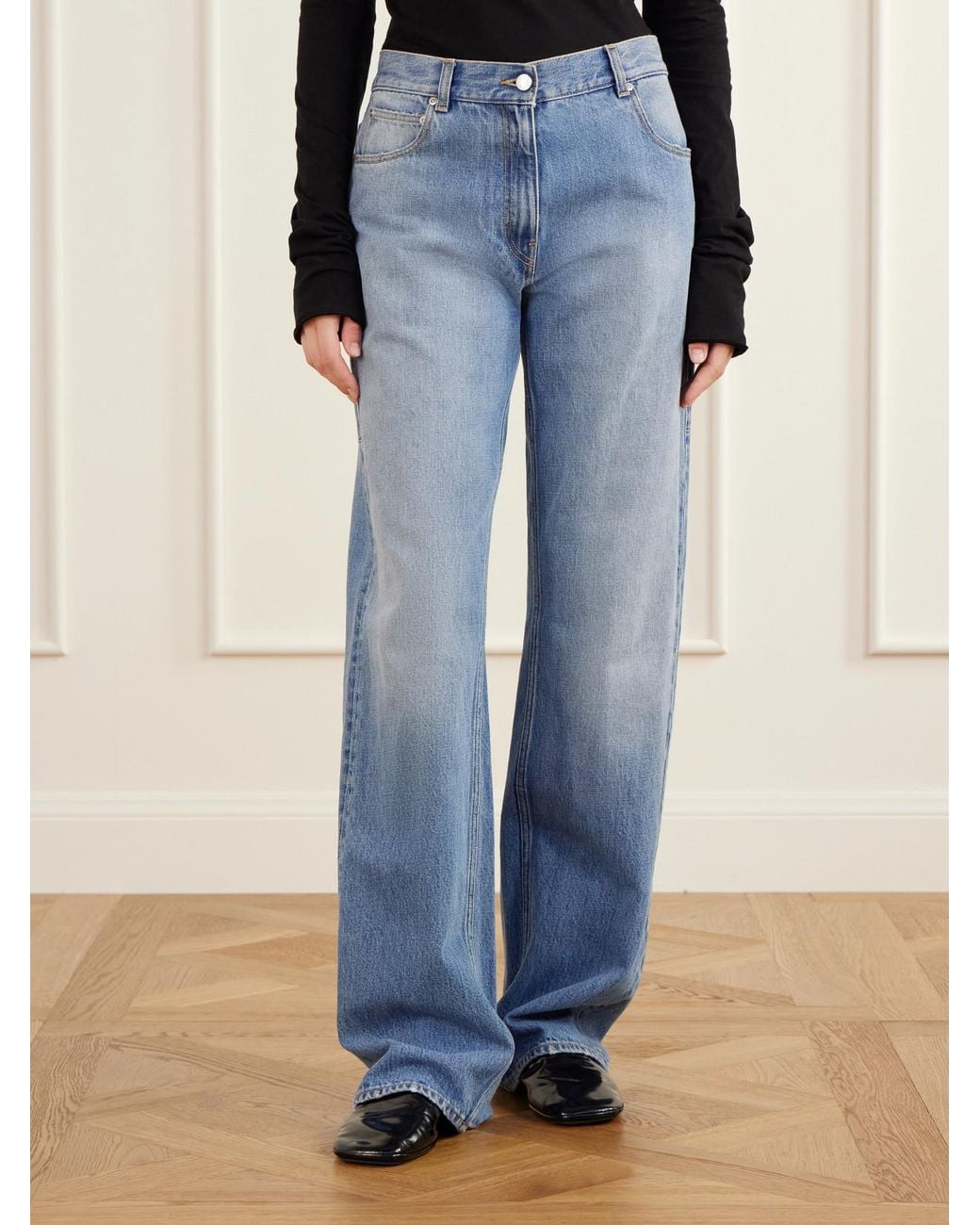 Calvin Klein Blue Mid-Rise Wide-Leg Jeans