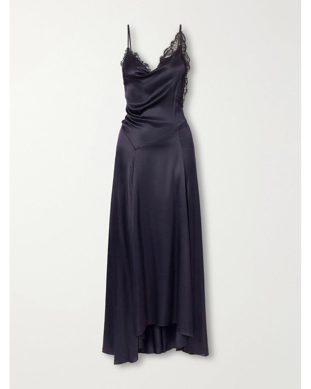 Isabel Marant Blue Aloise Lace-Trimmed Silk-Blend Satin Maxi Dress