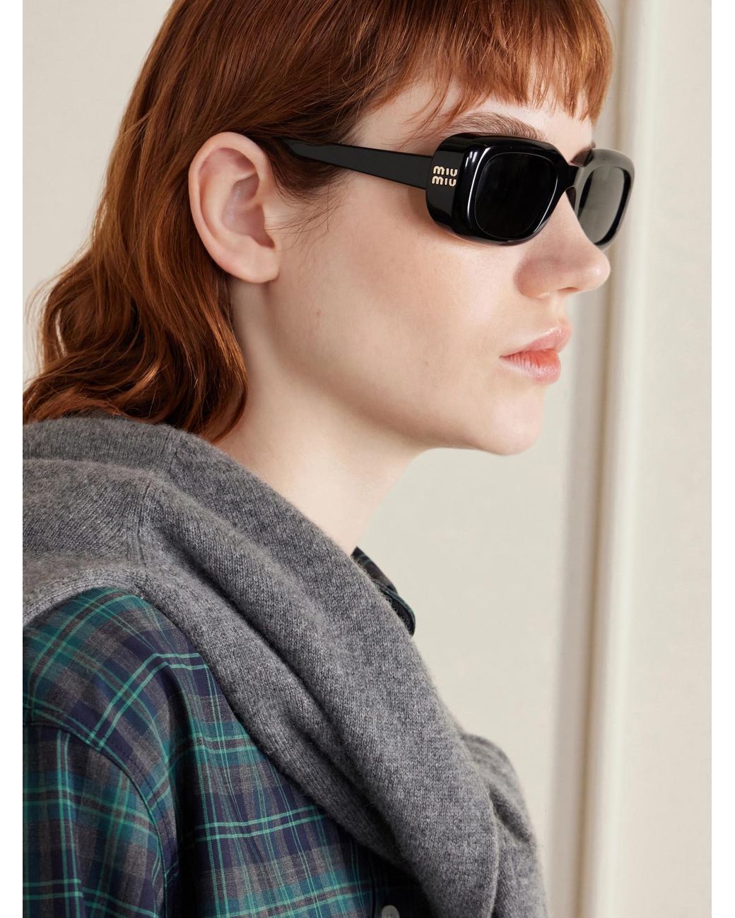 Miu Miu Black Square-Frame Acetate Sunglasses