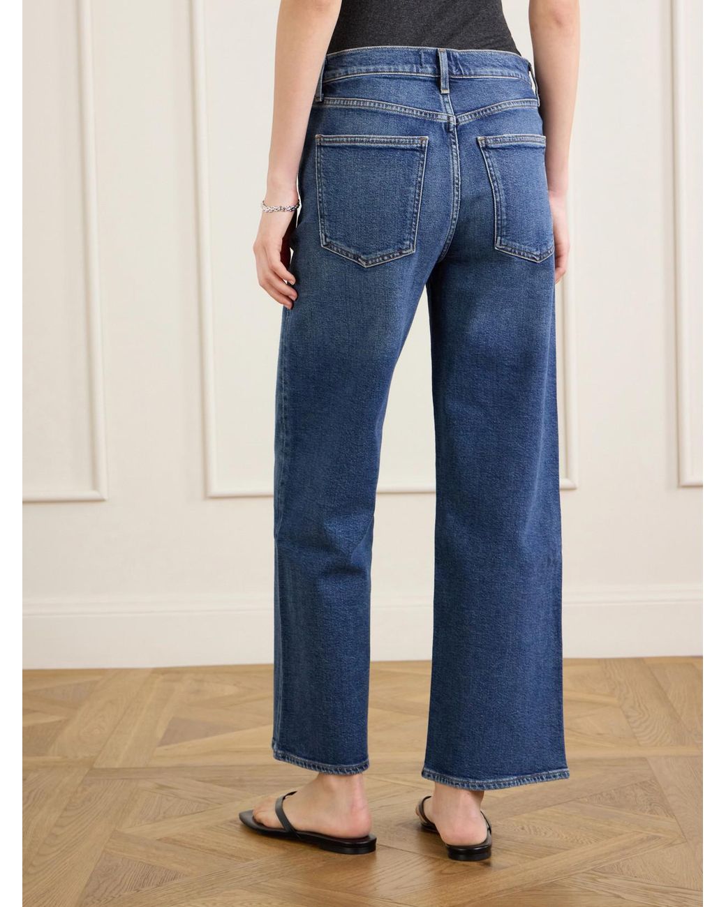 Agolde Blue Harper Crop Recycled Mid-Rise Straight-Leg Jeans