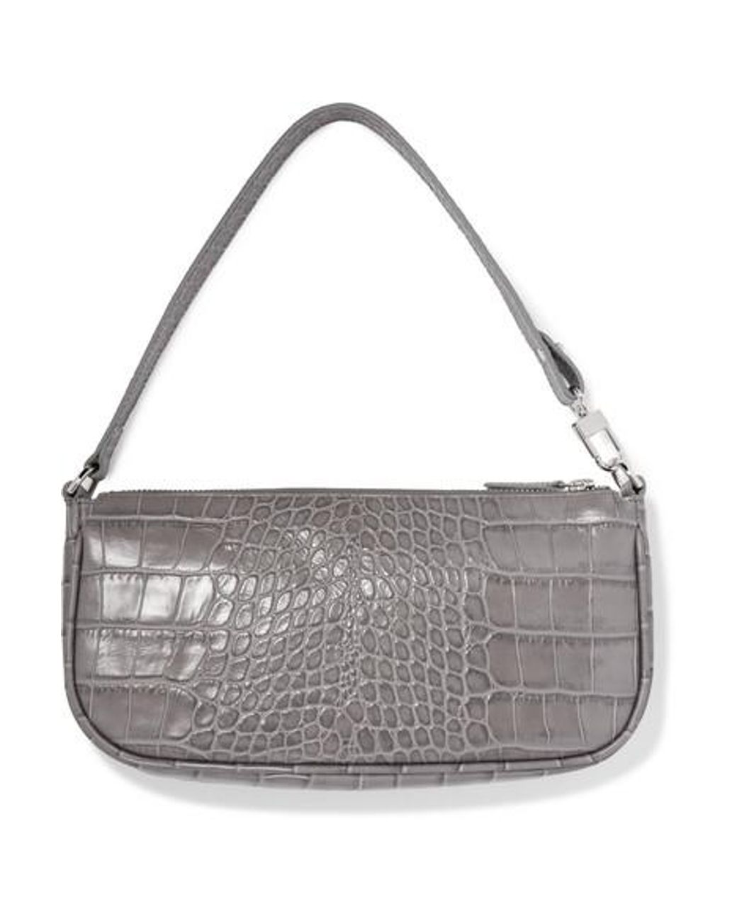 BY FAR rachel croc-effect leather shoulder bag. #byfar #shoulderbags #bags