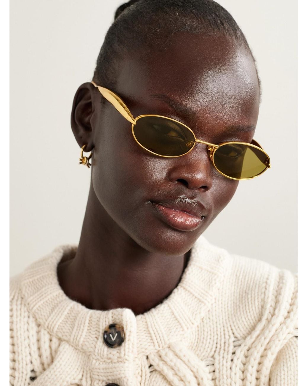 Bottega Veneta Natural Sardine Oval-Frame-Tone Sunglasses