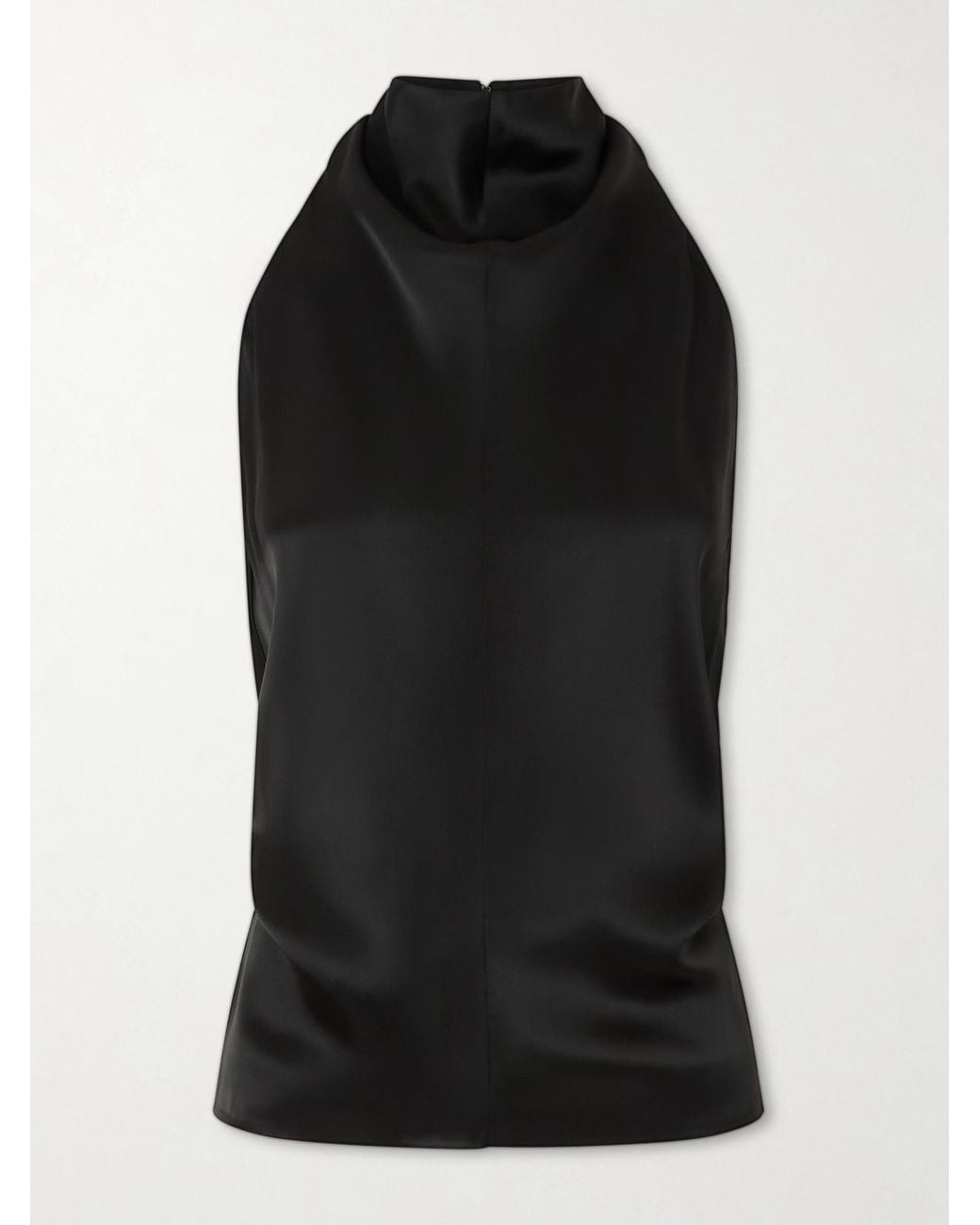 Khaite Black Rone Satin Halterneck Blouse