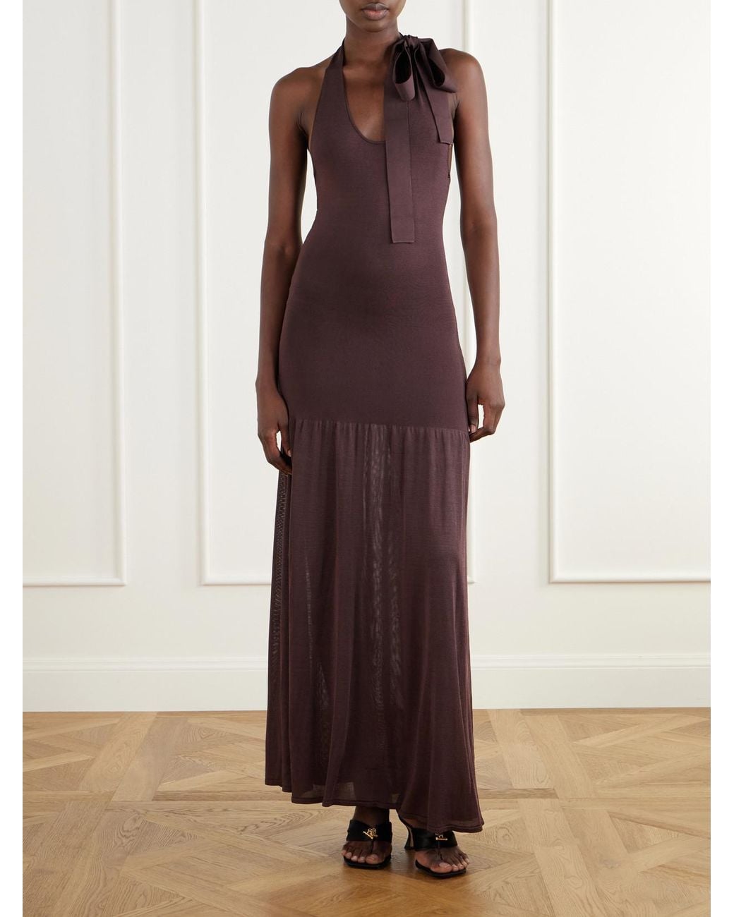 Zimmermann Purple Fairlight Pleated Stretch-Jersey Halterneck Midi Dress