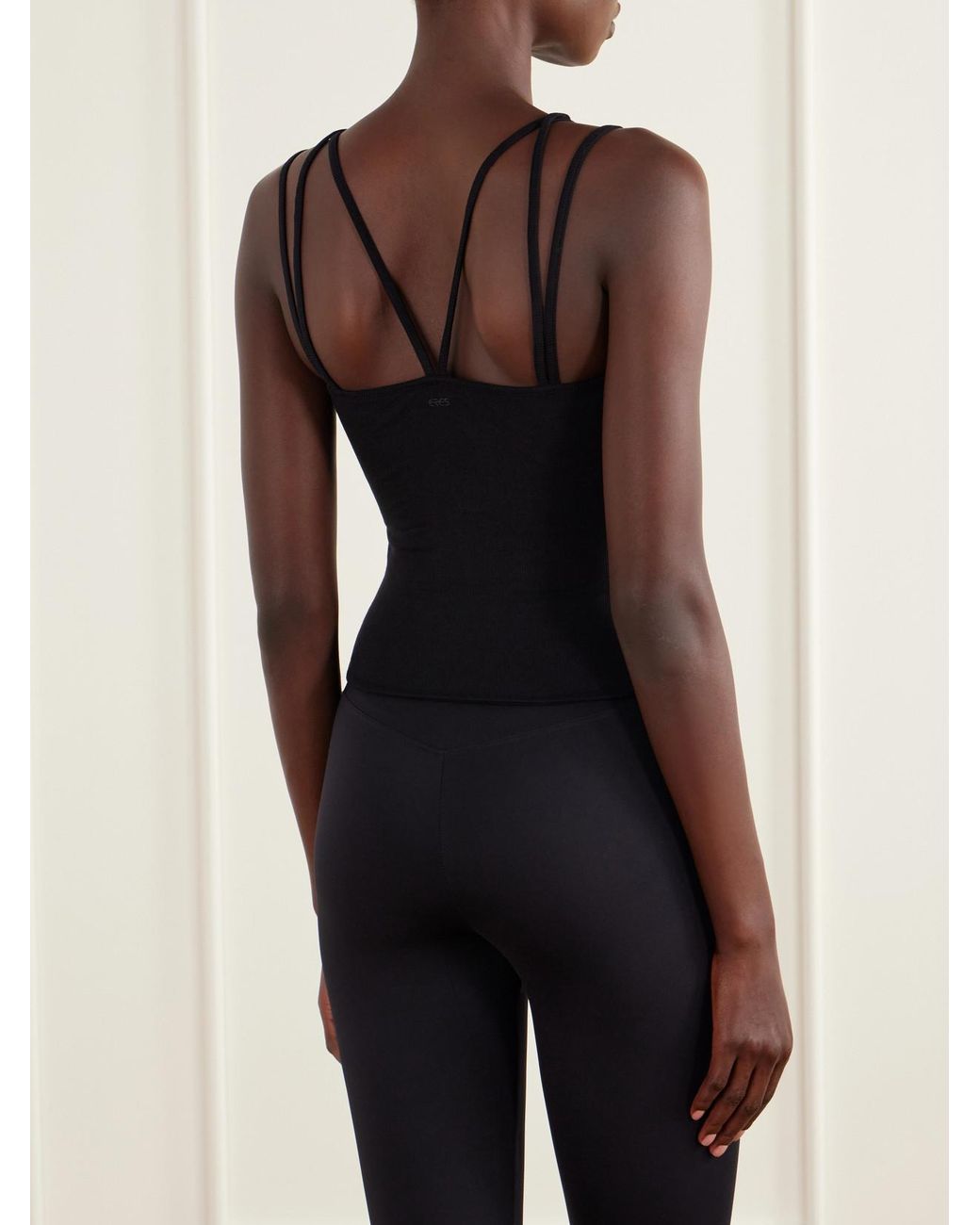 Eres Black Nadia Multi-Strap Ribbed Stretch-Modal Tank