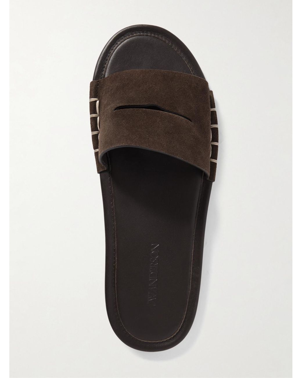 J.W. Anderson White Loafer Whipstitched Suede Slides