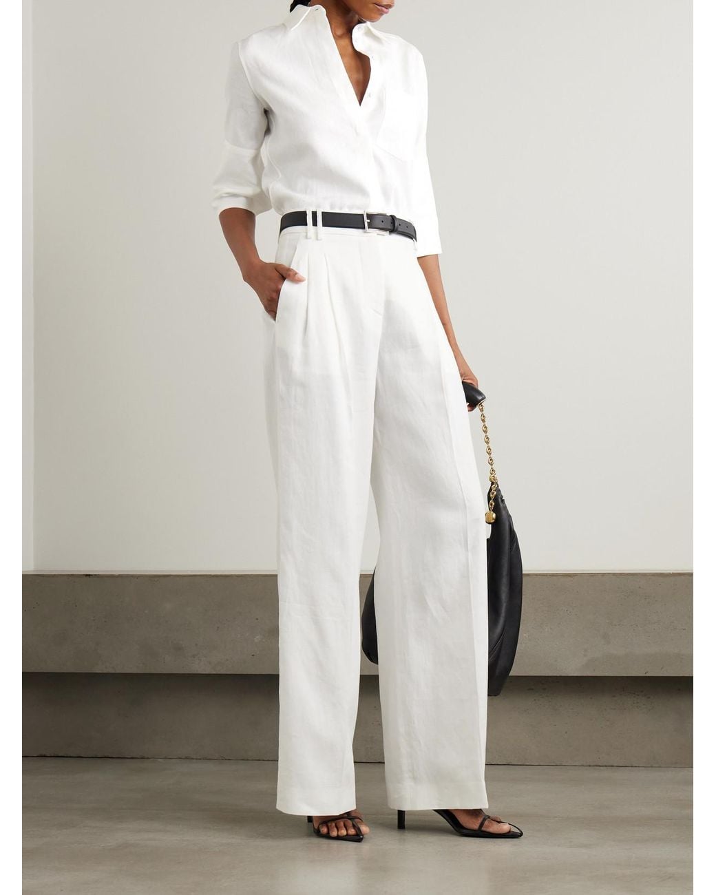 Another Tomorrow White Linen Shirt