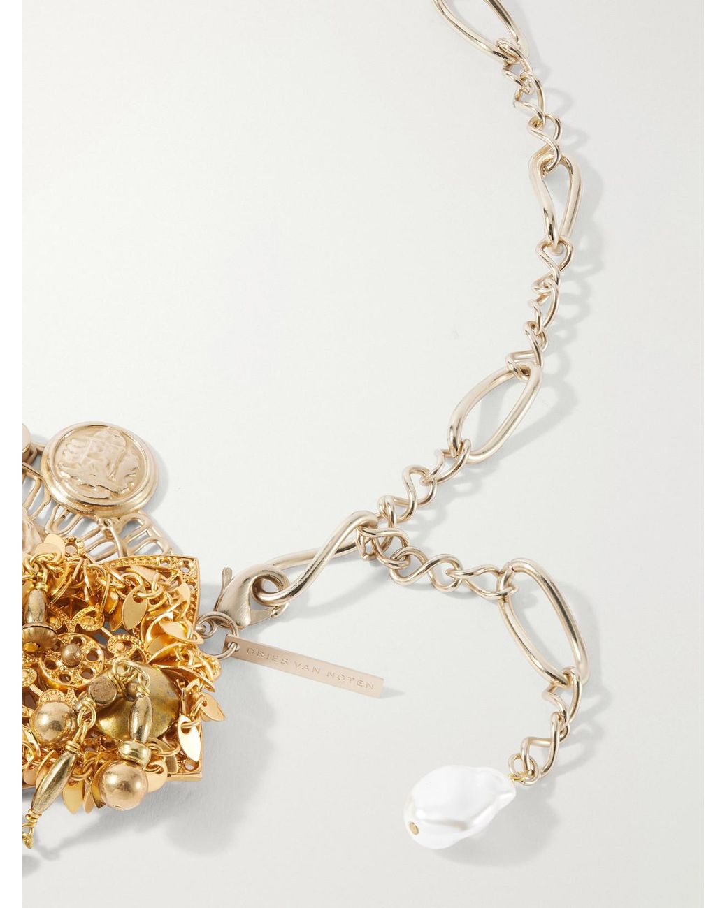 Dries Van Noten White Embellished-Tone Necklace