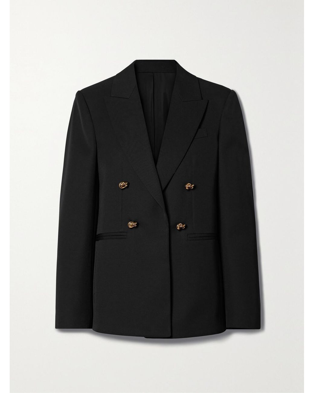 Bottega Veneta Black Embellished Double-Breasted Wool-Twill Blazer