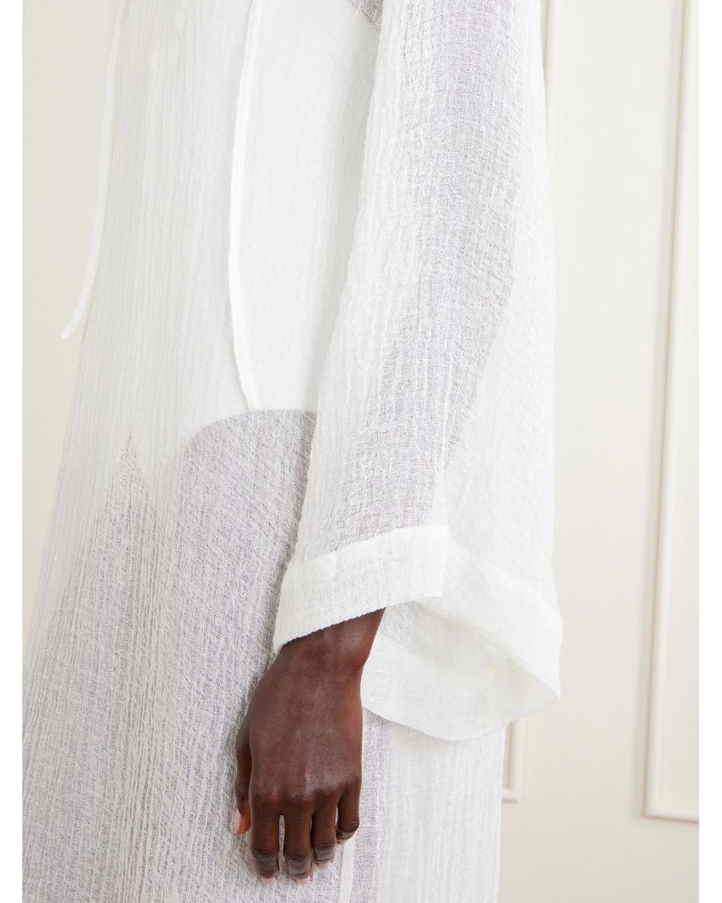 Lisa Marie Fernandez White Linen-Blend Coverup