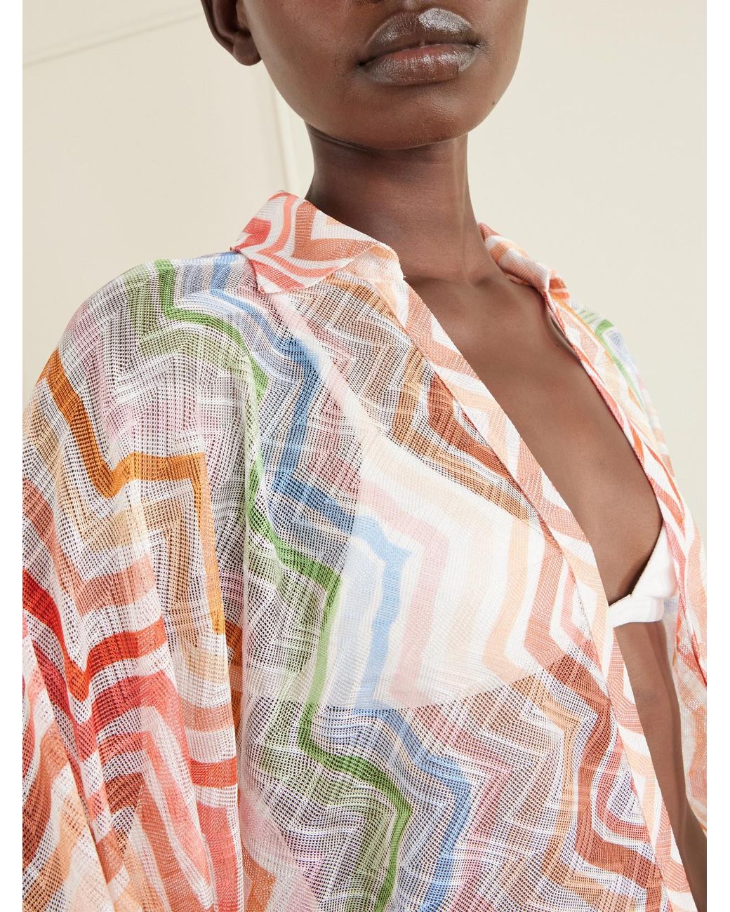 Missoni Pink Striped Crochet-Knit Coverup