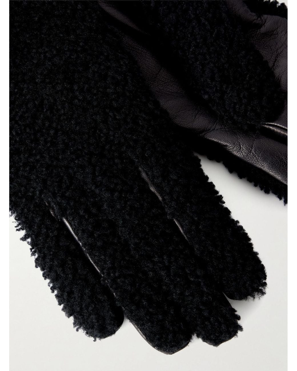 Gabriela Hearst Black Eglantina Leather-Trimmed Shearling Gloves