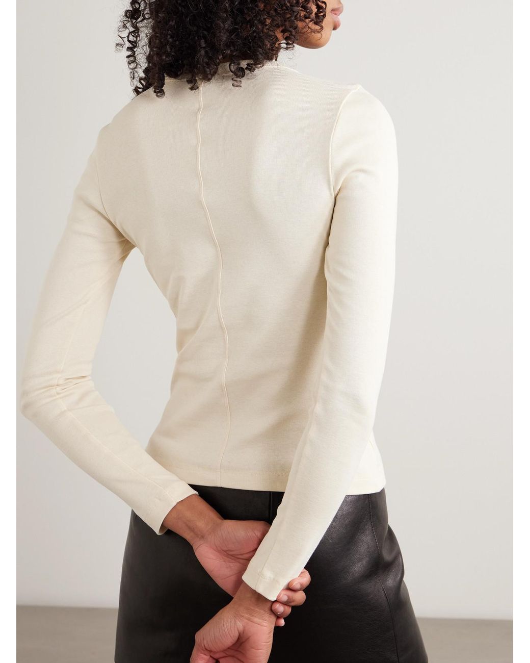 Flore Flore Natural Jess Ribbed Organic Cotton-Jersey Henley Top