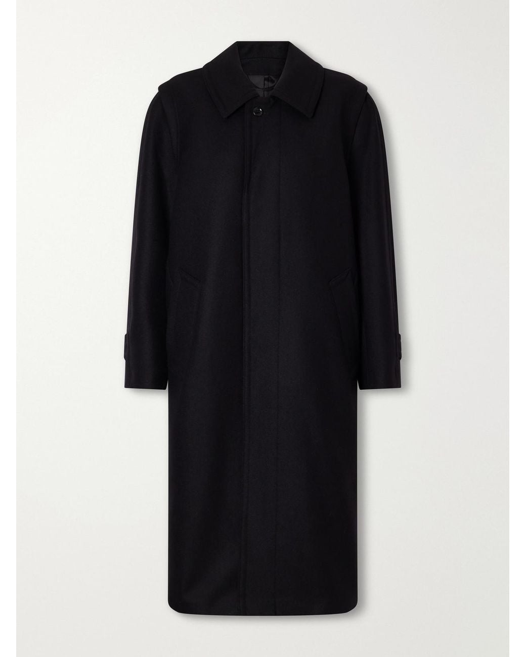 Rier Black Loden Felted Virgin Wool Coat