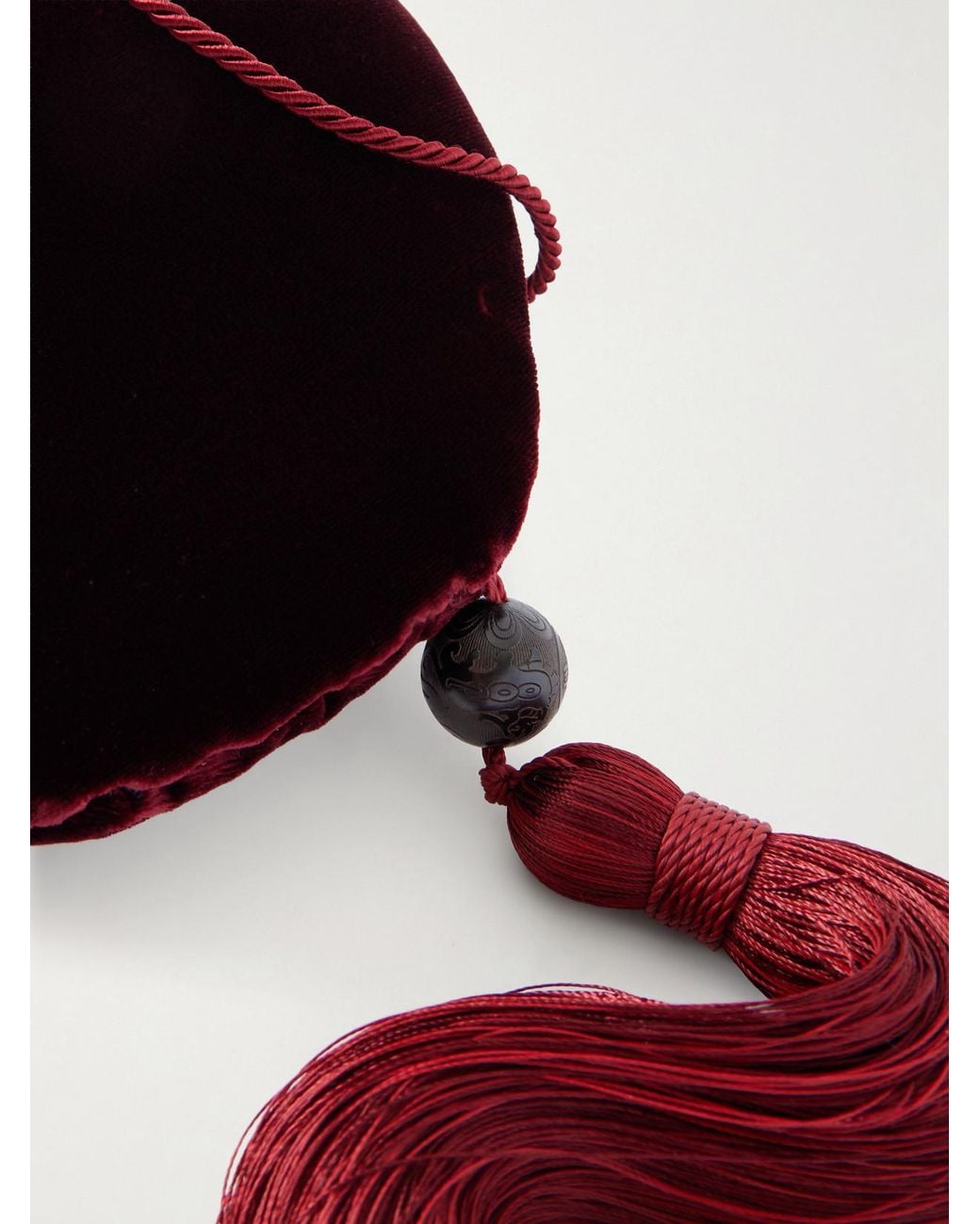 Le Sundial Red Lee Tasseled Velvet Clutch