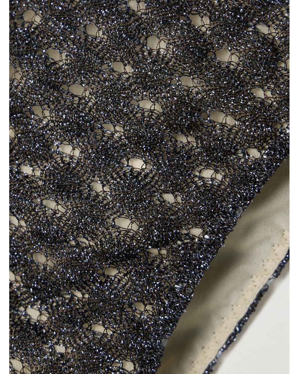 Missoni Brown Metallic Crochet-Knit Triangle Bikini
