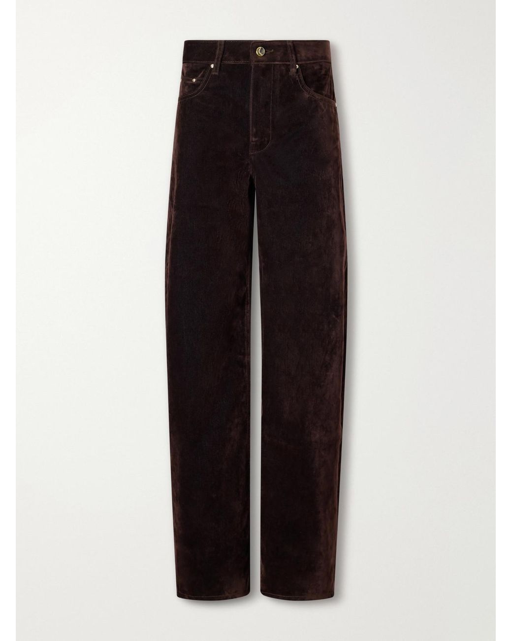 OSSOU Black Rider Cotton-Blend Velvet Low-Rise Wide-Leg Jeans