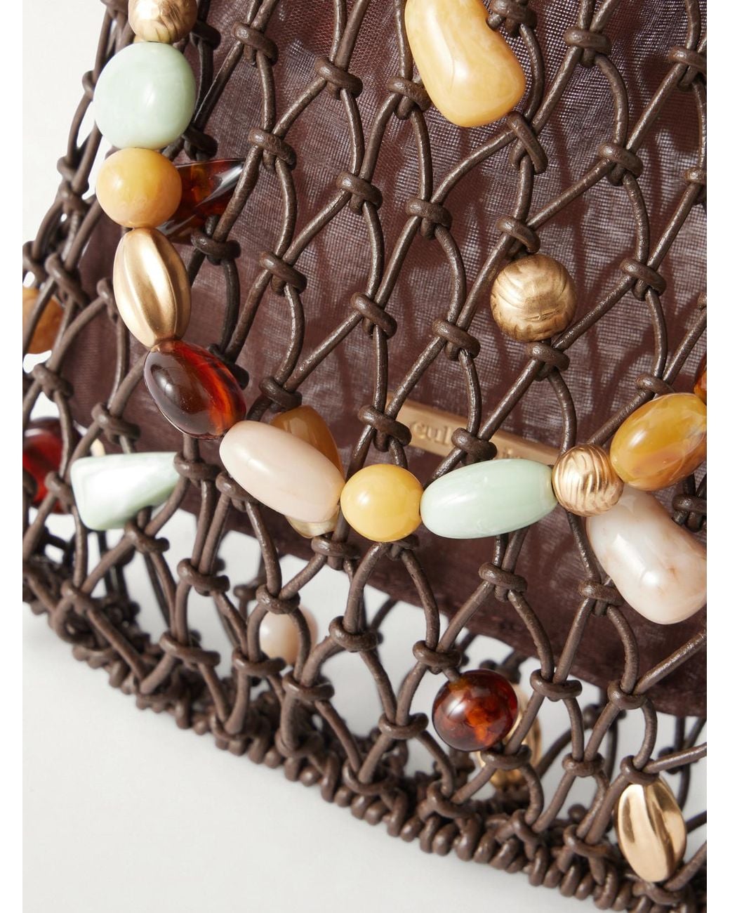Cult Gaia Natural Mercier Bead-Embellished Mini Bag