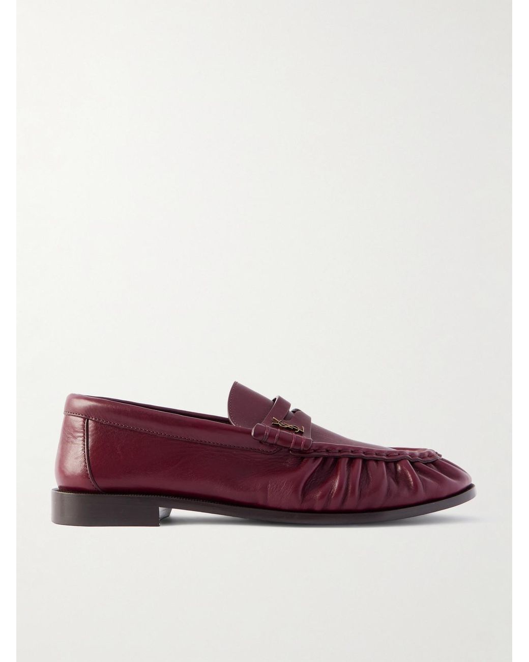 Saint Laurent Brown Le Loafer Cassandre-Embellished Leather Loafers