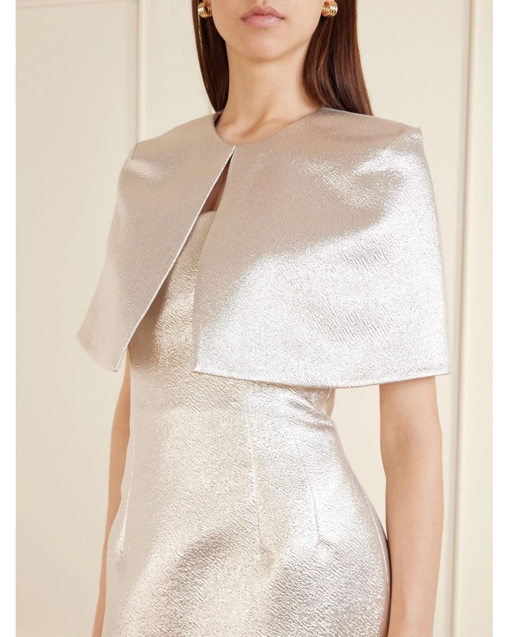 Emilia Wickstead Natural Domie Cropped Cloqué Cape